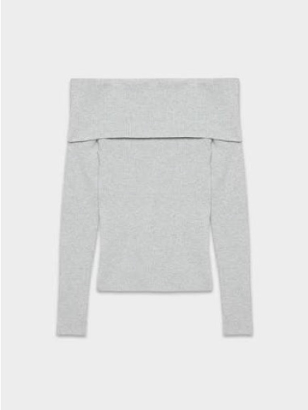 Aritzia Nola Off-the-Shoulder Ribbed Sweater - Light Gray